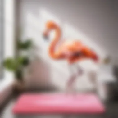 Chic pink flamingo bath mat adding a pop of color to the bathroom