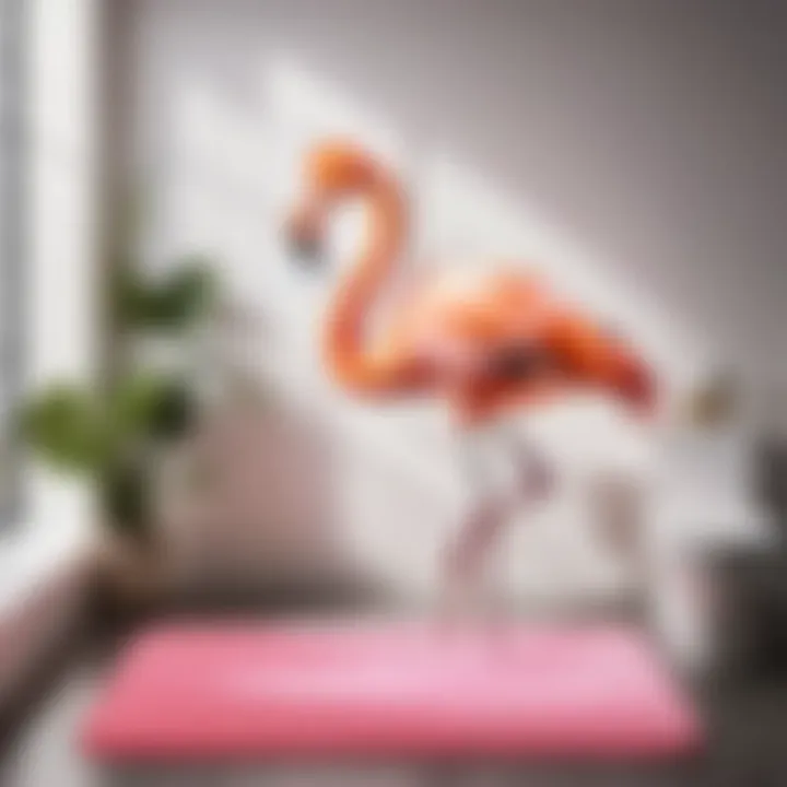 Chic pink flamingo bath mat adding a pop of color to the bathroom