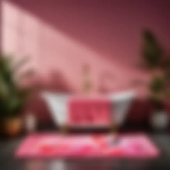 Stylish pink flamingo bath mat blending modern and tropical aesthetics