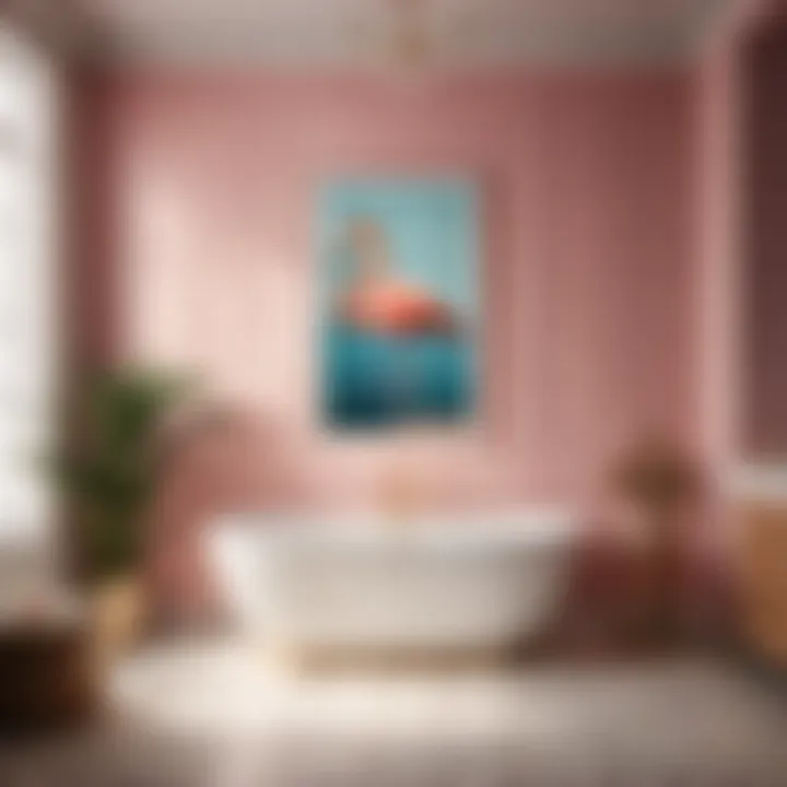 Stylish Pink Flamingo Wall Art Chic pink flamingo wall art adorning bathroom walls