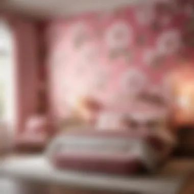 Pink Floral Wallpaper in Bedroom