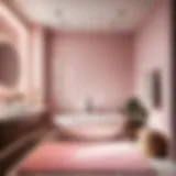 Elegant soft pink rug in modern bathroom
