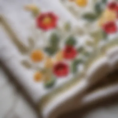 Intricate Embroidery Design on Luxurious Hand Towel Exquisite Embroidery Detail on Plush Hand Towel