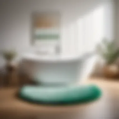 Plush half round bath rug in soothing seafoam green