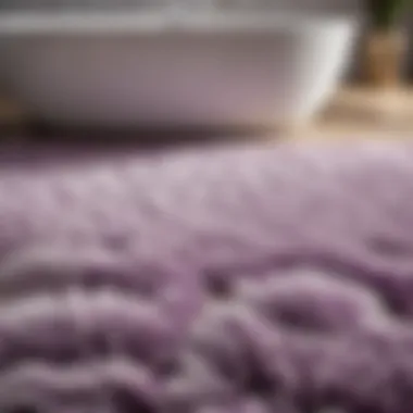 Luxurious Texture Detail Close-up of plush light purple bathroom rug texture