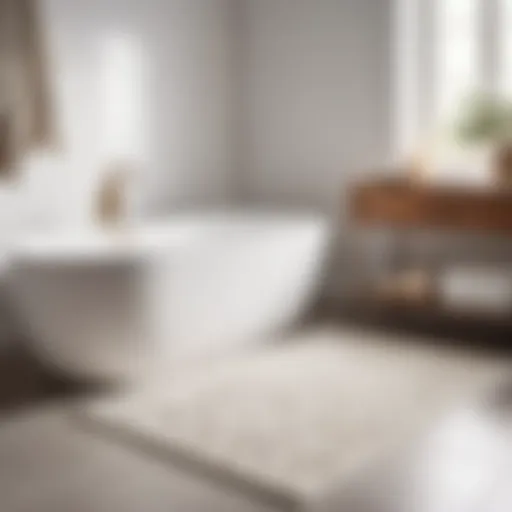 Luxurious White Bathroom Rug with Geometric Pattern