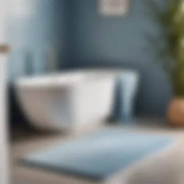 Sustainable Luxury in Powder Blue Mat Luxurious powder blue bath mat made from sustainable bamboo fibers