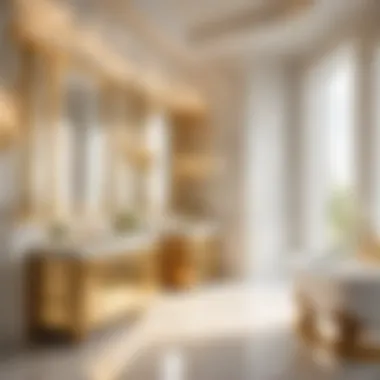 Opulent Elegance: The Timeless Appeal of Marble and Gold Luxurious bathroom featuring elegant marble accents and gold fixtures