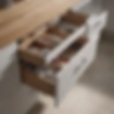 Efficient Interior Organization in Bathroom Vanity Drawer Interior organization of large drawer in bathroom vanity