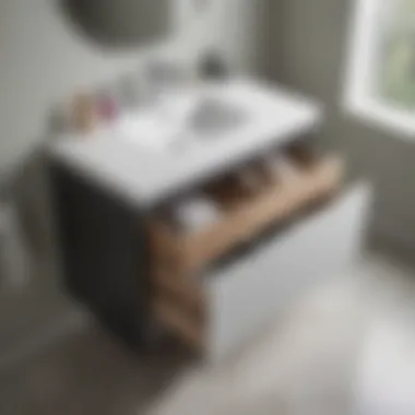 Innovative Space-Saving Design in Bathroom Vanity Drawer Space-saving feature of bathroom vanity drawer