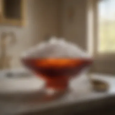 Elegant bath salts in a crystal bowl