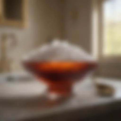 Elegant bath salts in a crystal bowl