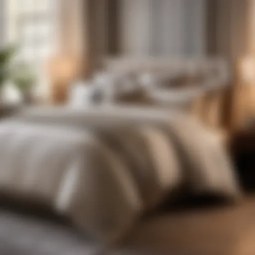 Luxurious bed with perfectly arranged pillows and throw blankets