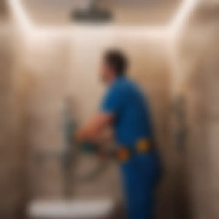 Professional plumber installing shower fixtures