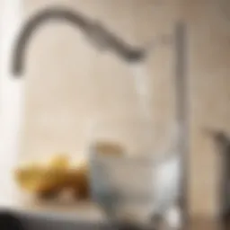 Purified water flowing from filtration faucet