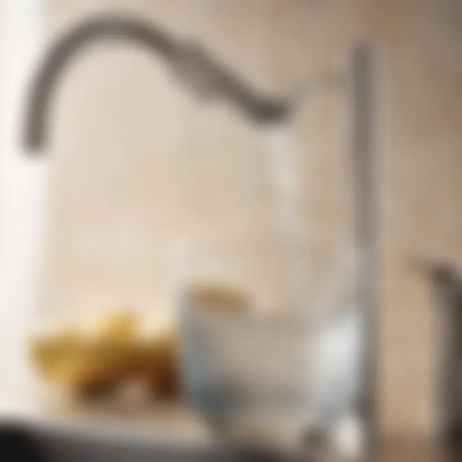 Purified water flowing from filtration faucet