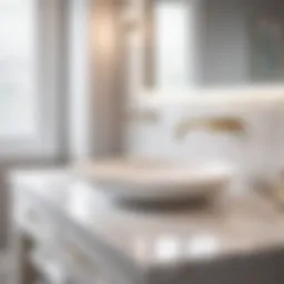 Elegant white quartz bathroom countertop