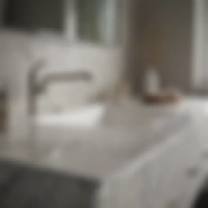 Sleek and modern quartz countertop in contemporary bathroom