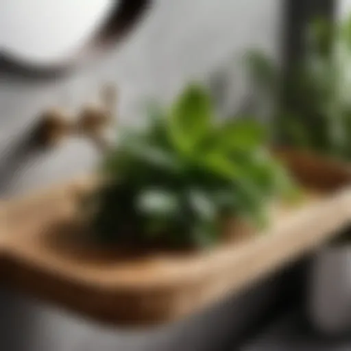 Elevate Your Bathroom Decor with Fresh Greenery Elegant rattan bathroom tray with fresh greenery