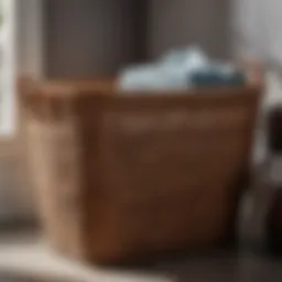 Elegant rattan laundry basket with decorative accents