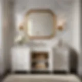 Elegant RC Willey Bathroom Vanity in White Marble Finish