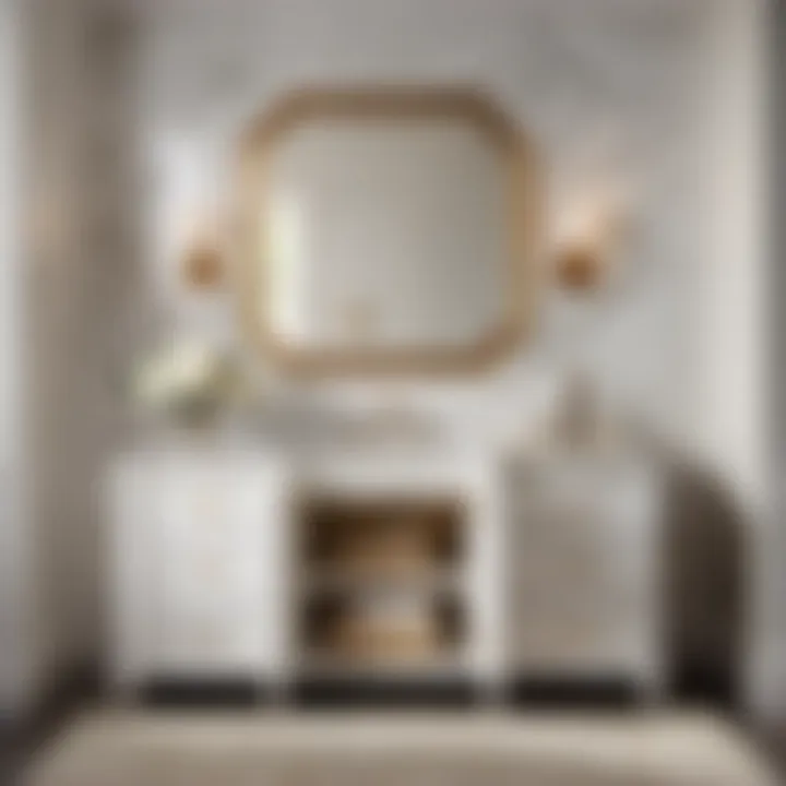 Elegant RC Willey Bathroom Vanity in White Marble Finish