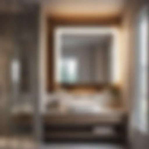 Modern bathroom with recessed mirrored medicine cabinet