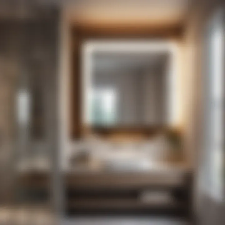 Modern bathroom with recessed mirrored medicine cabinet