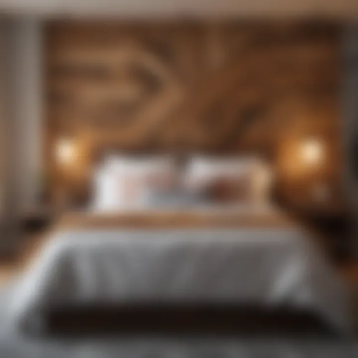 Reclaimed wood accent wall behind bed