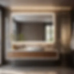 Elegant bathroom interior with rectangle pivot mirror