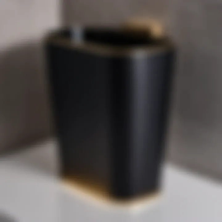 Minimalist black matte rectangular bathroom wastebasket