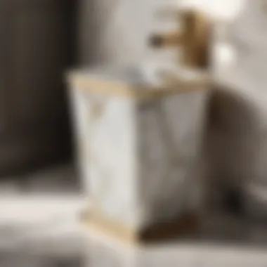 Sophisticated marble-patterned rectangular bathroom wastebasket