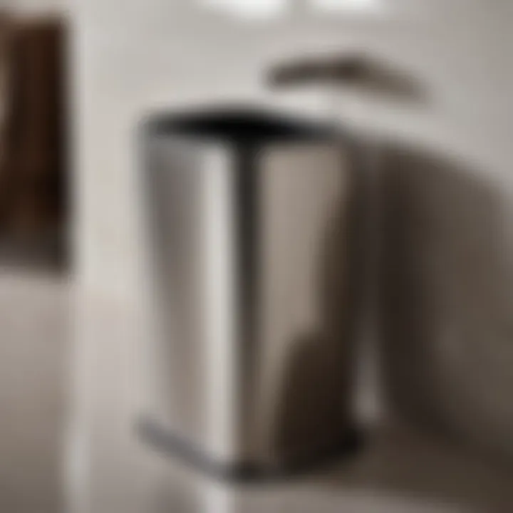 Elegant stainless steel rectangular bathroom wastebasket