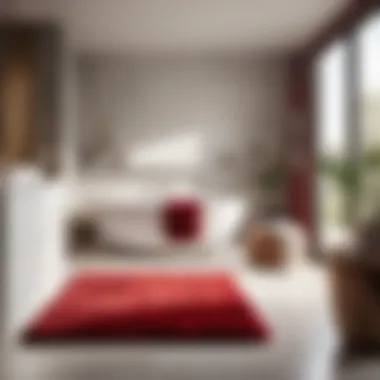 Red Bathroom Rug on Tiled Floor