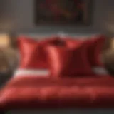 Vibrant Red Throw Pillows Vibrant red throw pillows on a neutral bedspread