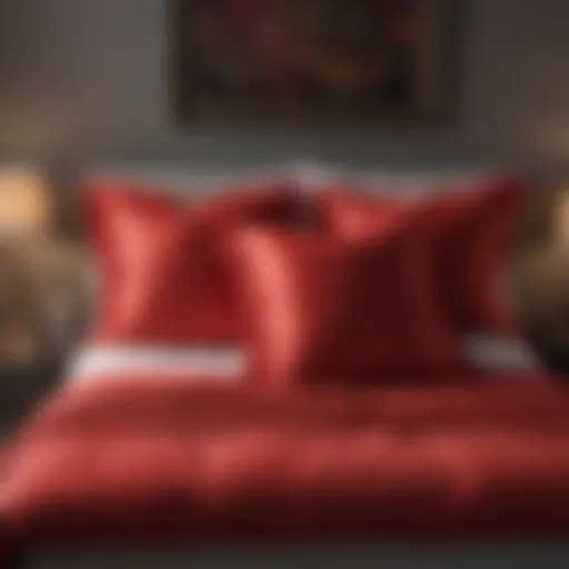 Vibrant Red Throw Pillows Vibrant red throw pillows on a neutral bedspread