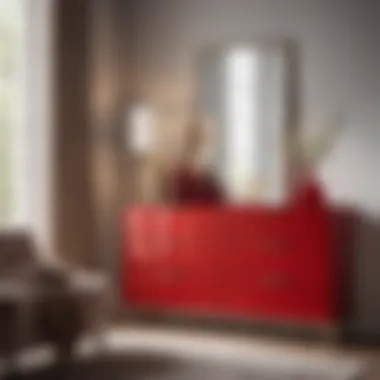 Modern Red Dresser with Clean Aesthetics Minimalist Red Dresser with Sleek Lines