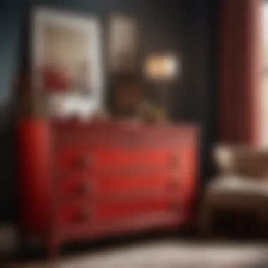Retro-Inspired Red Dresser with Weathered Look Vintage Red Dresser with Distressed Finish