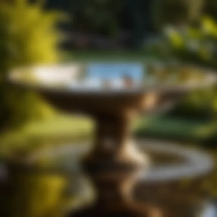 Reflections of Nature - Large Metal Bird Bath Mirroring Surrounding Flora