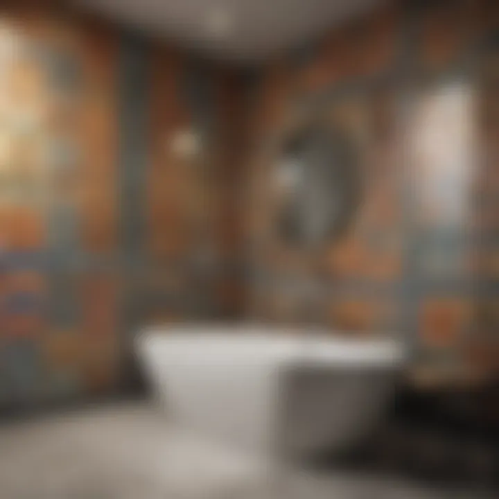 Colorful bathroom with reglazed tiles enhancing the overall aesthetic and ambiance
