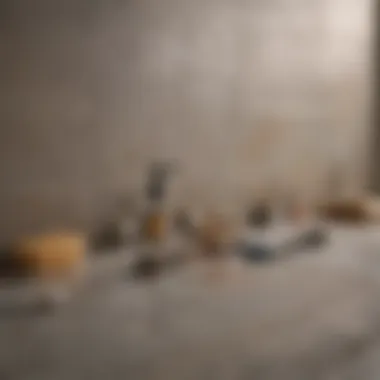 Tools and materials required for reglazing bathroom wall tiles neatly arranged on a surface