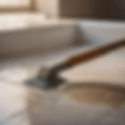 Regrouting tools on a clean tile surface