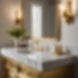 Sophisticated bathroom vanity with marble countertop and gold fixtures