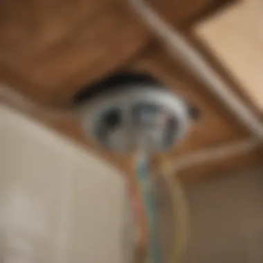 Close-up of electrical wiring for bathroom exhaust fan