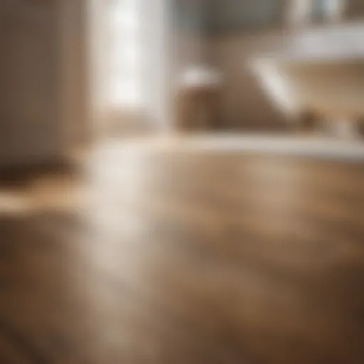 Wooden floorboards being measured in bathroom