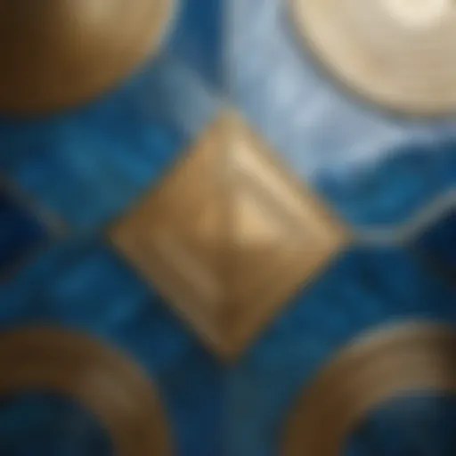 Abstract Geometric Patterns in Blue and Gold