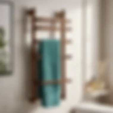 Innovative Towel Rack Using Wooden Ladder Repurposed wooden ladder as towel rack