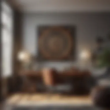 Artistic Inspiration in Workspace Decor Inspiring artwork adorning the walls of a home office