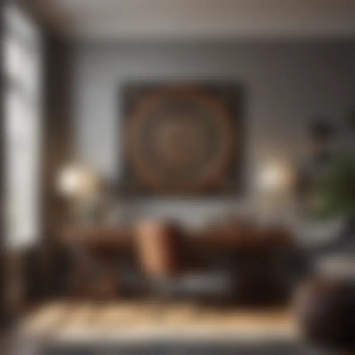 Artistic Inspiration in Workspace Decor Inspiring artwork adorning the walls of a home office