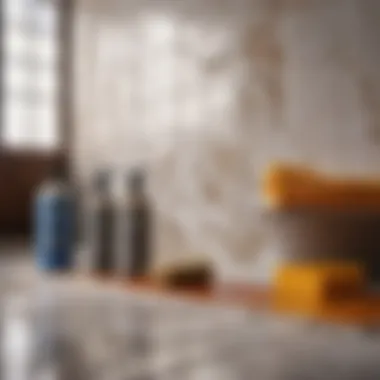 Tools and materials for painting bathroom tiles